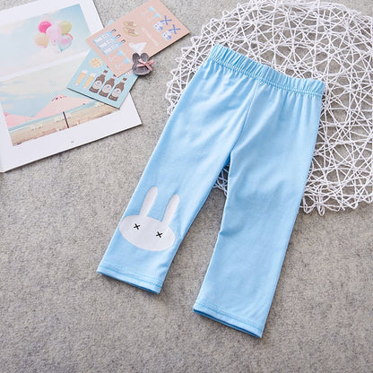 Cartoon Bunny Five Points Girls Leggings - Purple 130cm - leggings
