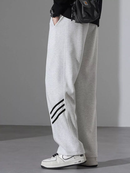Men's Full Size Casual Loose Fit Sweatpants with Stripes Plus Size - -