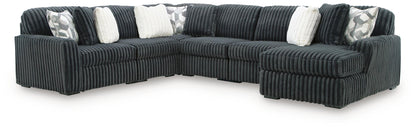 Midnight-Madness - Sectional - Dark Gray 6 Pc. Right Arm Facing Corner Chaise Sectional - Stationary Sectionals