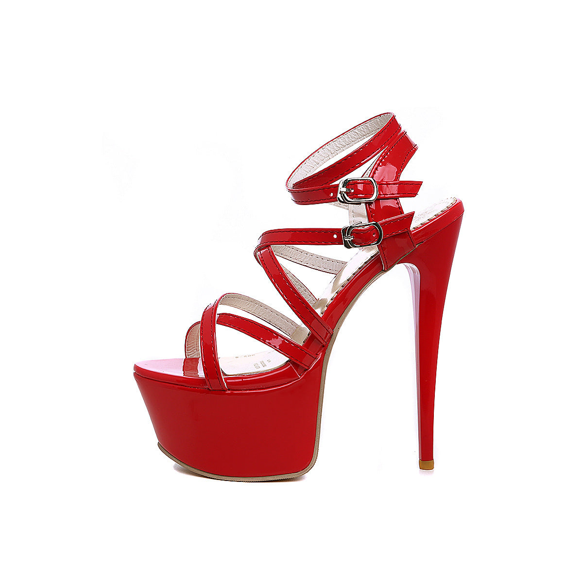 Strappy High Heels with Stiletto Design - - heels