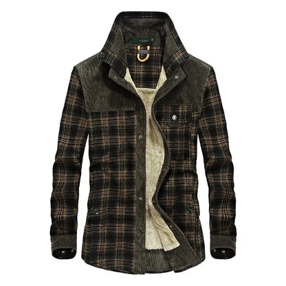 Winter Plaid Fleece Jackets Outerwear Jacket brown black