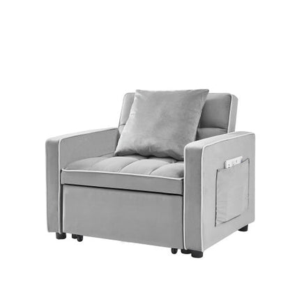 Grey 3-in-1 Sofa Bed Chair Fold-out Sofa Bed Adjustable Backrest - - sofa bed