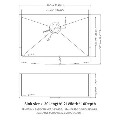 Nickel Finish Farmhouse Kitchen Sink - - kitchen sink