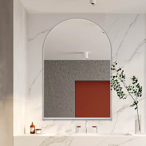 Vaulted Recessed Metal Frame Bathroom Wall Cabinet With Mirror And Adjustable Shelf - - wall shelf
