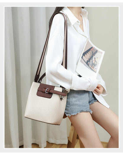 Genuine leather crossbody bucket bag all-match shoulder bag - -