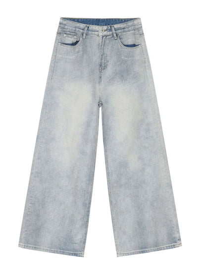 Men's Wide Leg Jeans with Pockets - -