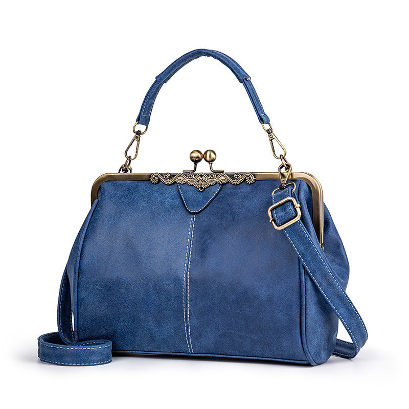 Matte Leather Womens Shoulder Bag - Blue 28*6*22cm - shoulder bag