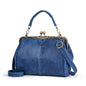 Matte Leather Womens Shoulder Bag - Blue 28*6*22cm - shoulder bag