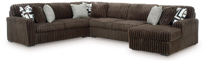 Midnight-Madness - Sectional - Dark Brown 4 Pc. Right Arm Facing Corner Chaise Sectional - Stationary Sectionals