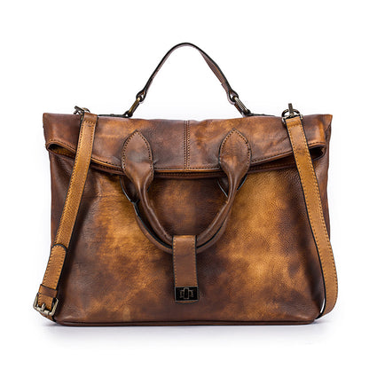 Retro Style Cowhide Crossbody Handbag for Women - orange - handbag