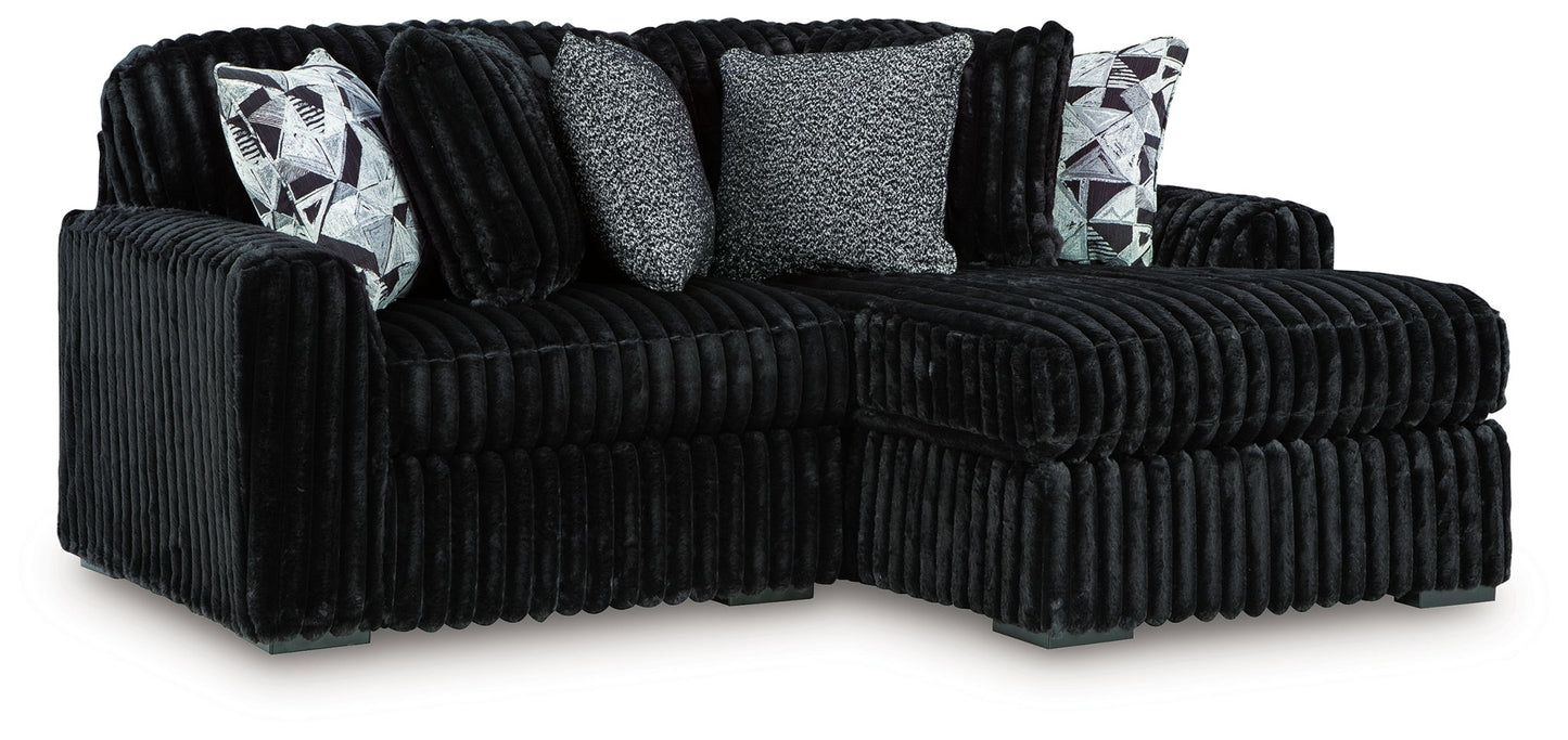 Midnight-Madness - Sectional - Black 2 Pc. Right Arm Facing Corner Chaise Sectional - Stationary Sectionals