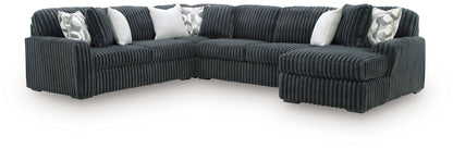 Midnight-Madness - Sectional - Dark Gray 4 Pc. Right Arm Facing Corner Chaise Sectional - Stationary Sectionals