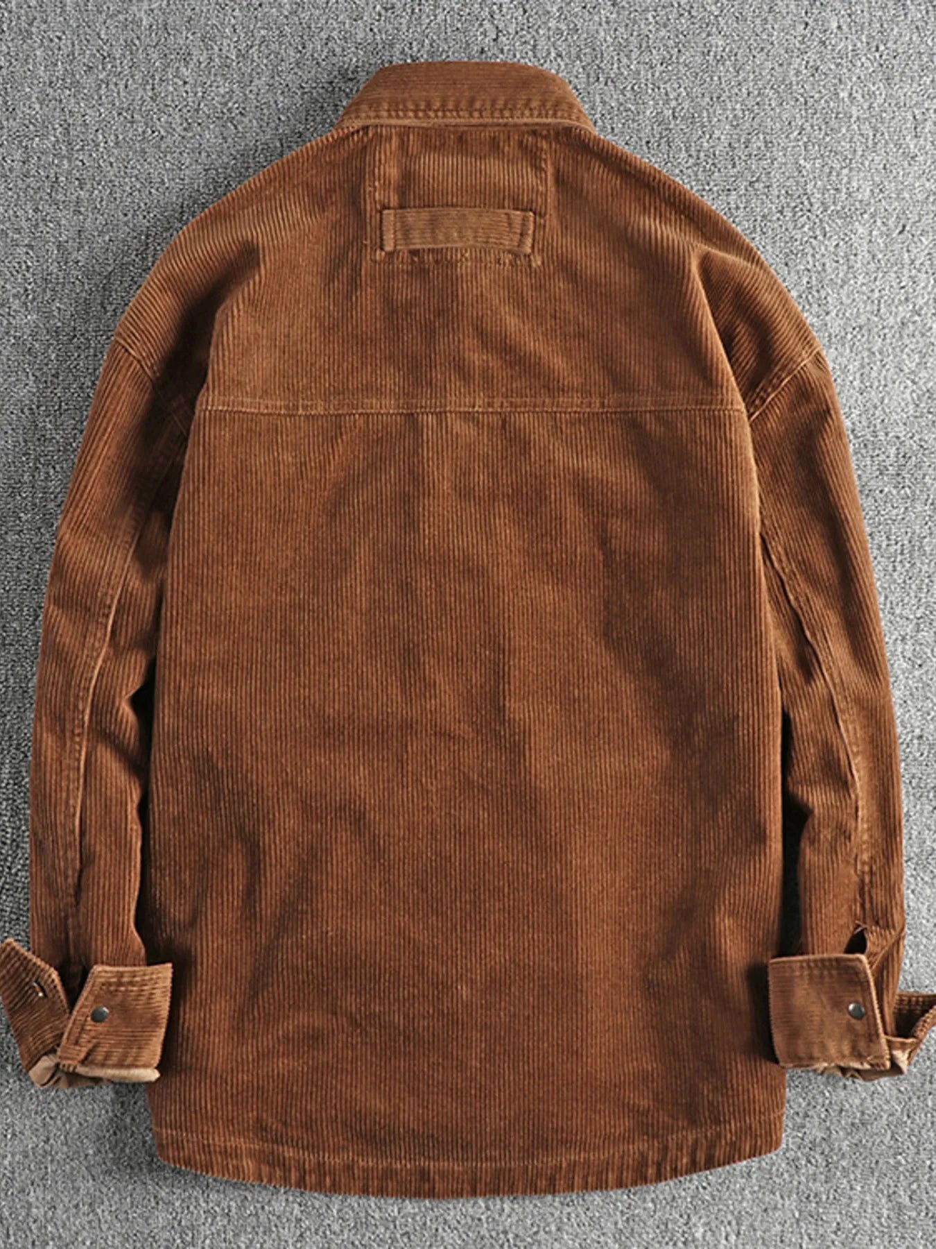 Men's Plus Size Corduroy Button Up Long Sleeve Jacket - -