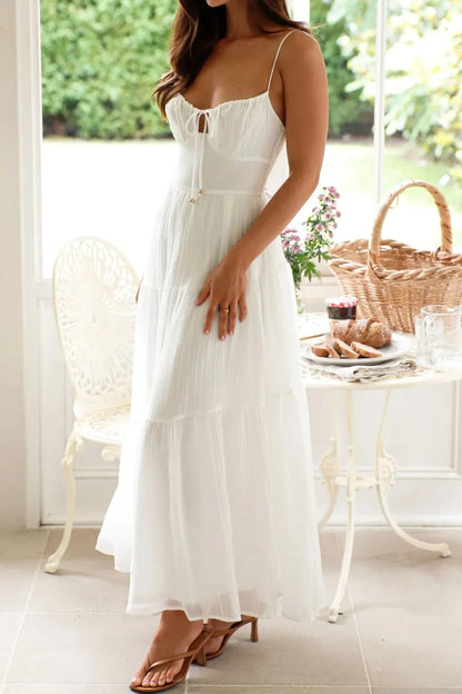 Ruched Smocked Back Cami Dress - -