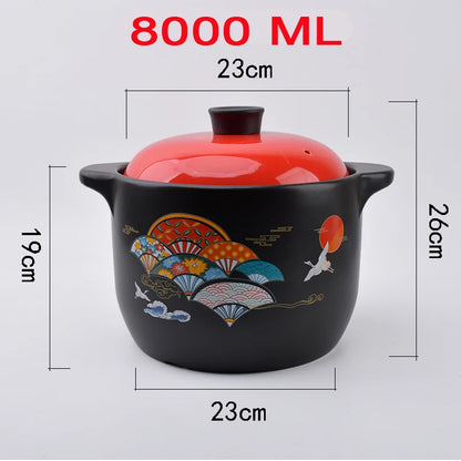 Casserole Printed Food Warmer Ceramic Cookware Soup Pot Large Cooking Pots Fire