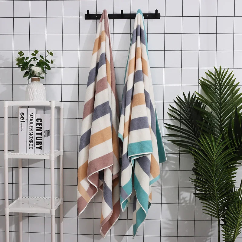 Thickened Stripe 100% Cotton Bath Towel