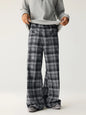 Men's Plaid Wide Leg Pants - Dirty Gray -