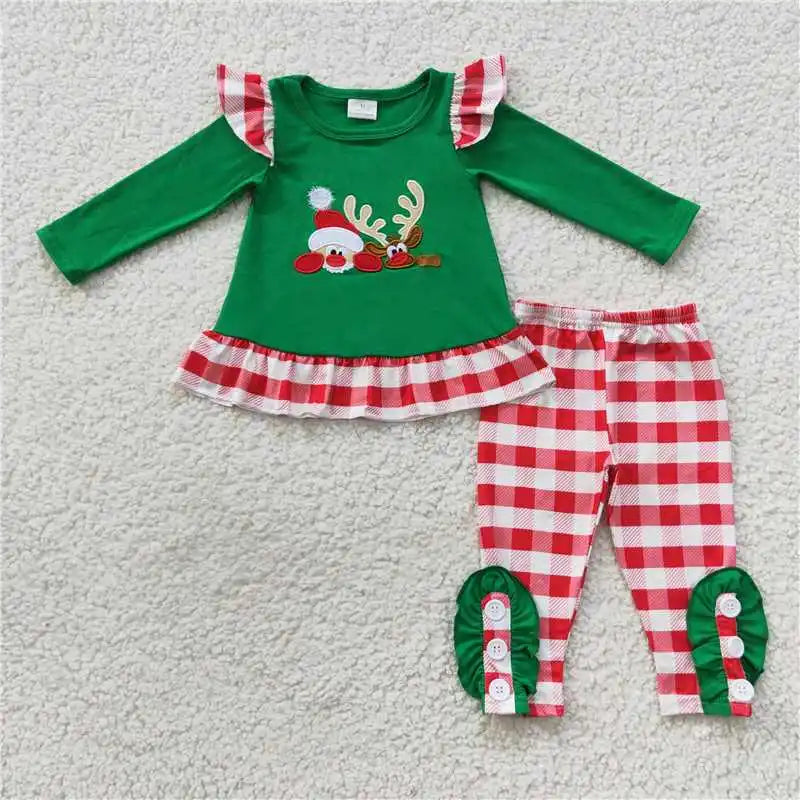 Christmas Santa Pajama Sets red green