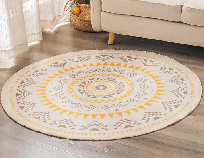 Mandala Round Rugs Custom Tufted Rugs Mat With Tassels