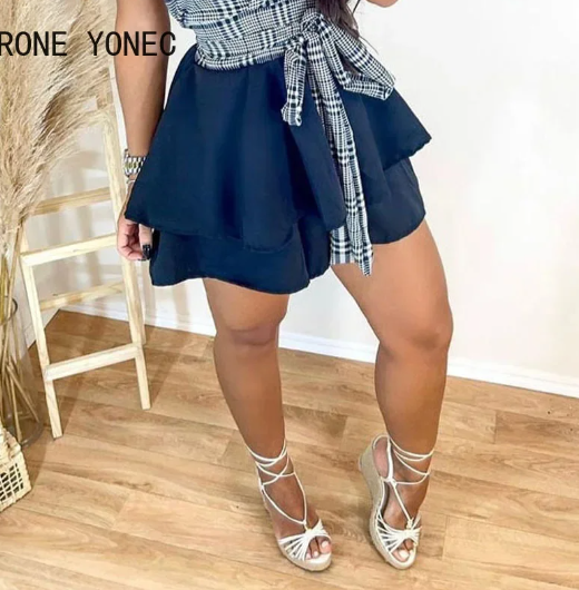 Trendy Plaid Halter Top & Sleek Mini Skirt Set - - skirt set