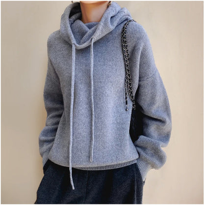 Womens Merino Wool Turtleneck Sweater - Grau M - Women's Fashion - Women's Clothing - Sweaters