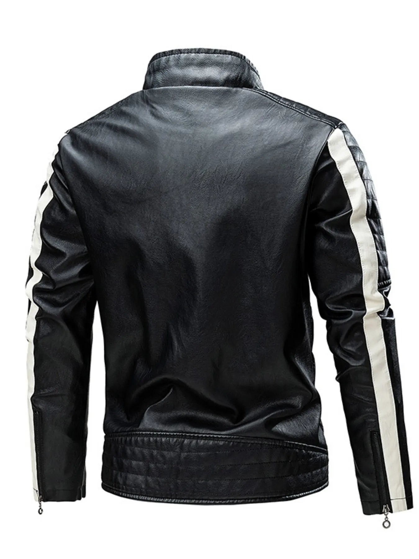 Men's Plus Size Contrast Zip Up Long Sleeve Jacket - -