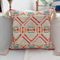 Colorful Tassel Tufted Throw Pillow Cover Geometric Pattern Pillowcase red white