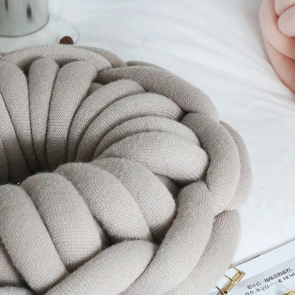 Round Solid Chunky Throw Pillow Knot Cushion Decorative Pillow