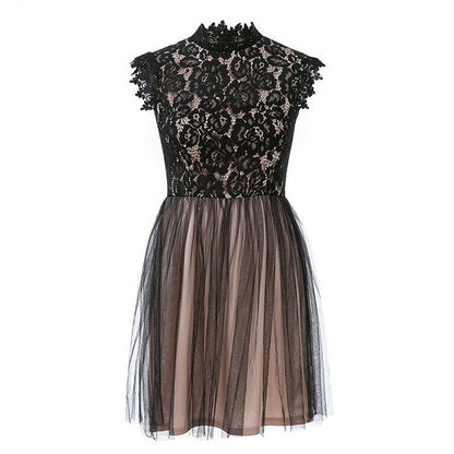 Vintage Lace High-Waisted Dress for Women - - dress