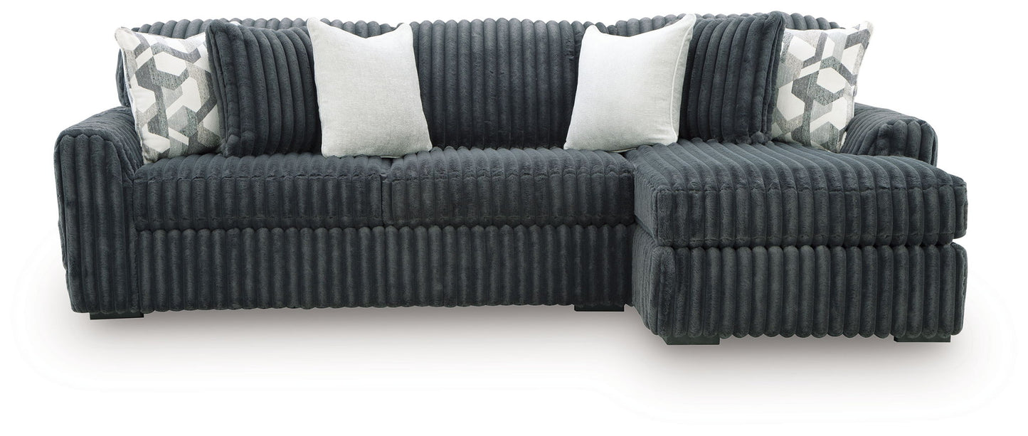 Midnight-Madness - Sectional - Dark Gray 2 Pc. Right Arm Facing Corner Chaise Sectional Sofa - Stationary Sectionals