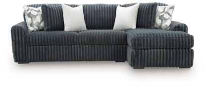 Midnight-Madness - Sectional - Dark Gray 2 Pc. Right Arm Facing Corner Chaise Sectional Sofa - Stationary Sectionals