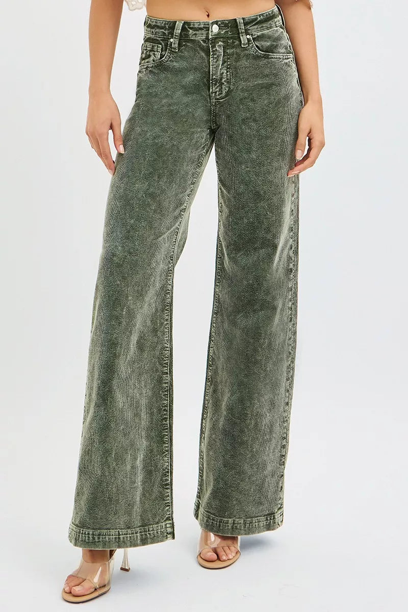 RISEN Wide Leg Corduroy Jeans - - jeans