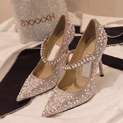 Crystal Pointed Toe Stiletto High Heels- Kia Day Design- {{Product type}}