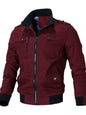 Men's Plus Size Casual Zip Up Lightweight Jacket - Red -