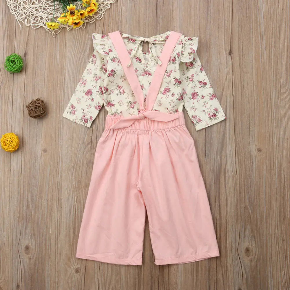 2PC Toddler Floral Top and Pants Overall Outfit