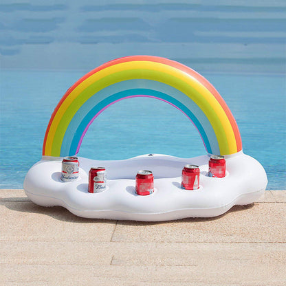 Inflatable Rainbow Cloud Cup Holder for Pool Use - - pool float