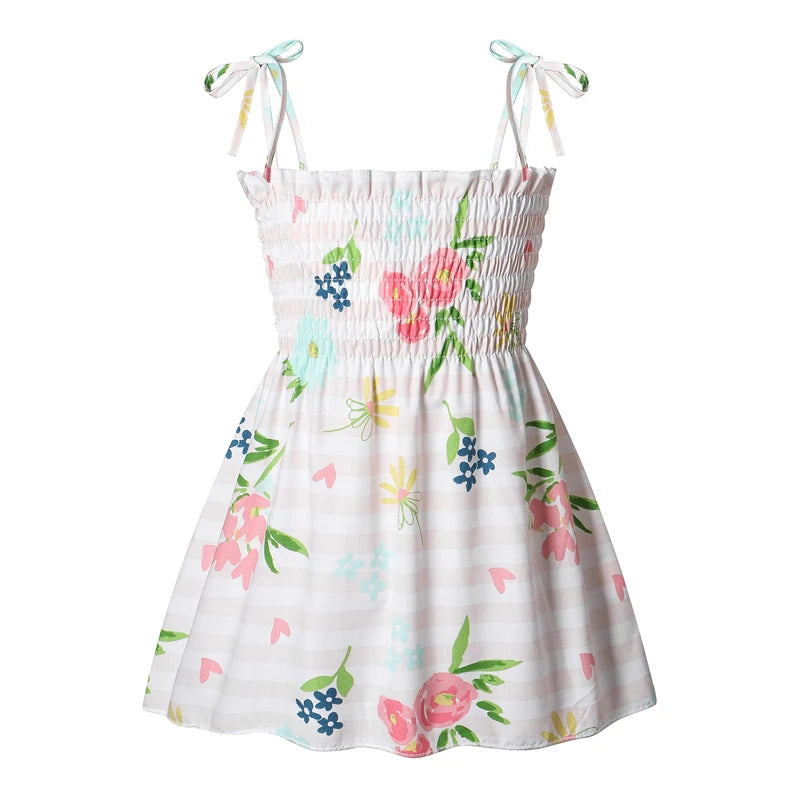 Girls Sleeveless Cotton Flower Print Sundress