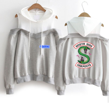 Off-Shoulder Hooded Sweatshirt - D1 M - sweatshirt