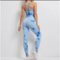 2 Piece Set Workout Clothing Seamless Tie Dye Exercise Running Fitness Set