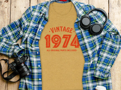Vintage 1974 All Original Parts Included Birthday T-Shirt- Cloud 16 Clothing Co.- {{Product type}}