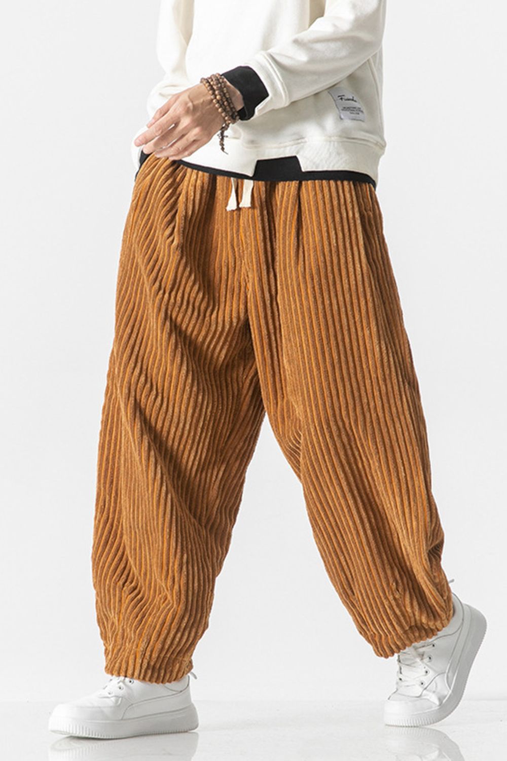 Men's Plus Size Corduroy Wide Leg Casual Pants - -