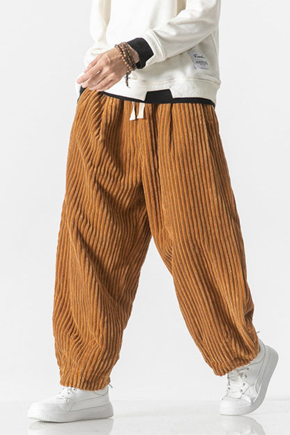 Men's Plus Size Corduroy Wide Leg Casual Pants - -