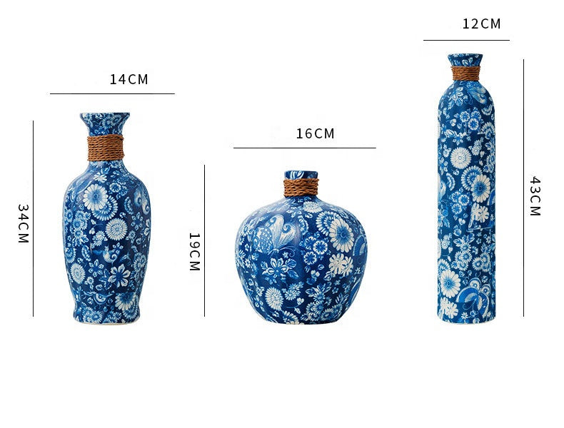 Ceramic Blue and White Retro Decoration Vases