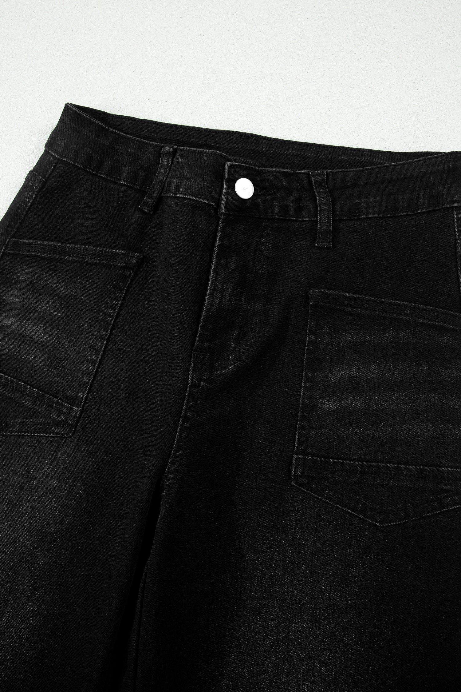 Denim Frayed Hem Cropped Straight Leg Jeans - - Bottoms/Jeans