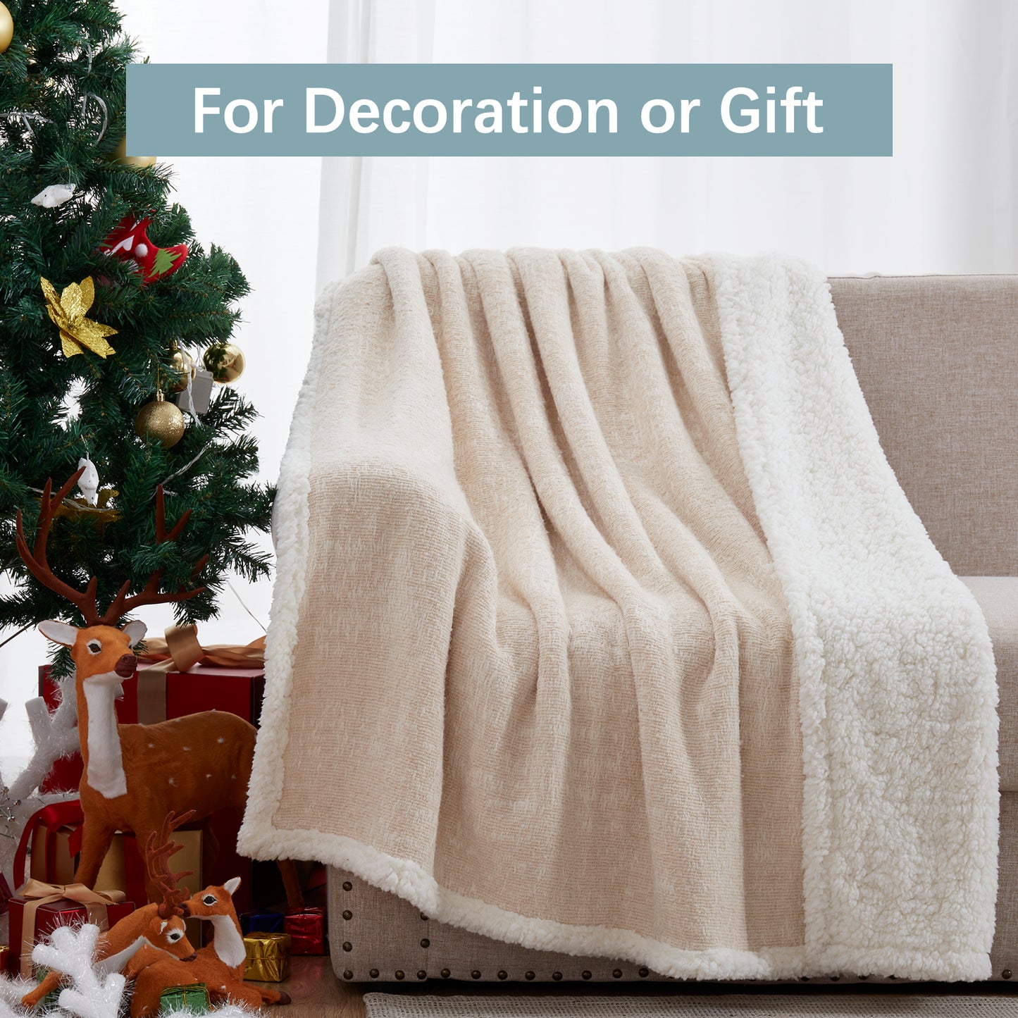 Sherpa Winter Soft Warm Cozy Throw Fleece Blanket for Bed