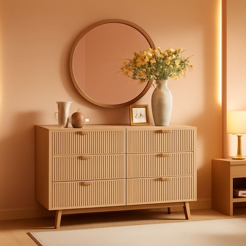 Natural Oak Dresser With Faux Marble Top Bedroom Furniture- ShipItFurniture- {{Product type}}