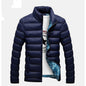 Mens Winter Coat with Standing Collar and Down Filling - Navy XXL - coat