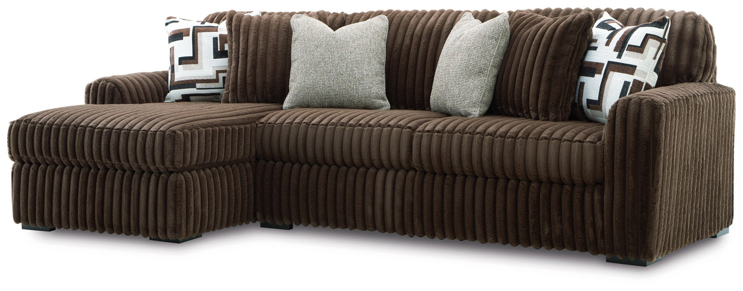Midnight-Madness - Sectional - Dark Brown 2 Pc. Left Arm Facing Corner Chaise Sectional Sofa - Stationary Sectionals