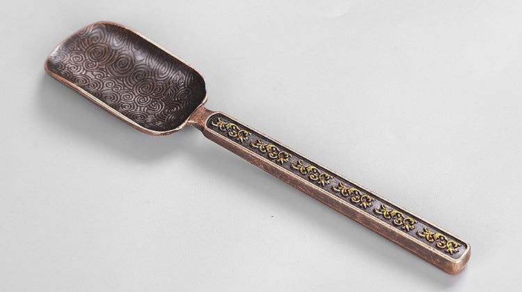 Carved Fu Character Auspicious Clouds Pattern Tea Shovels - - Tea Accessories