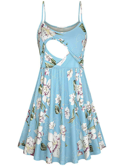 Euro-American Chic Maternity Halter Dress - Sky Blue XXL - dress